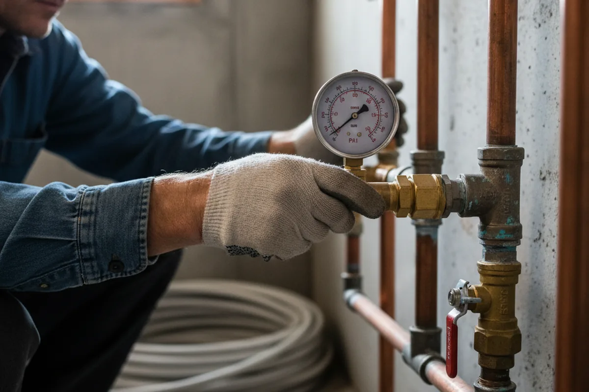 Pressure testing a repaired line during Water Line Repair in Hawkinsville